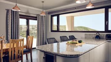 Luxury Villa, Sea View | Private kitchen | Full-size fridge, microwave, oven, stovetop