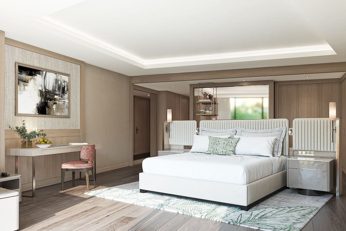 Executive Thermal Family Suite | 客房内保险箱、办公桌、笔记本电脑工作区、遮光窗帘