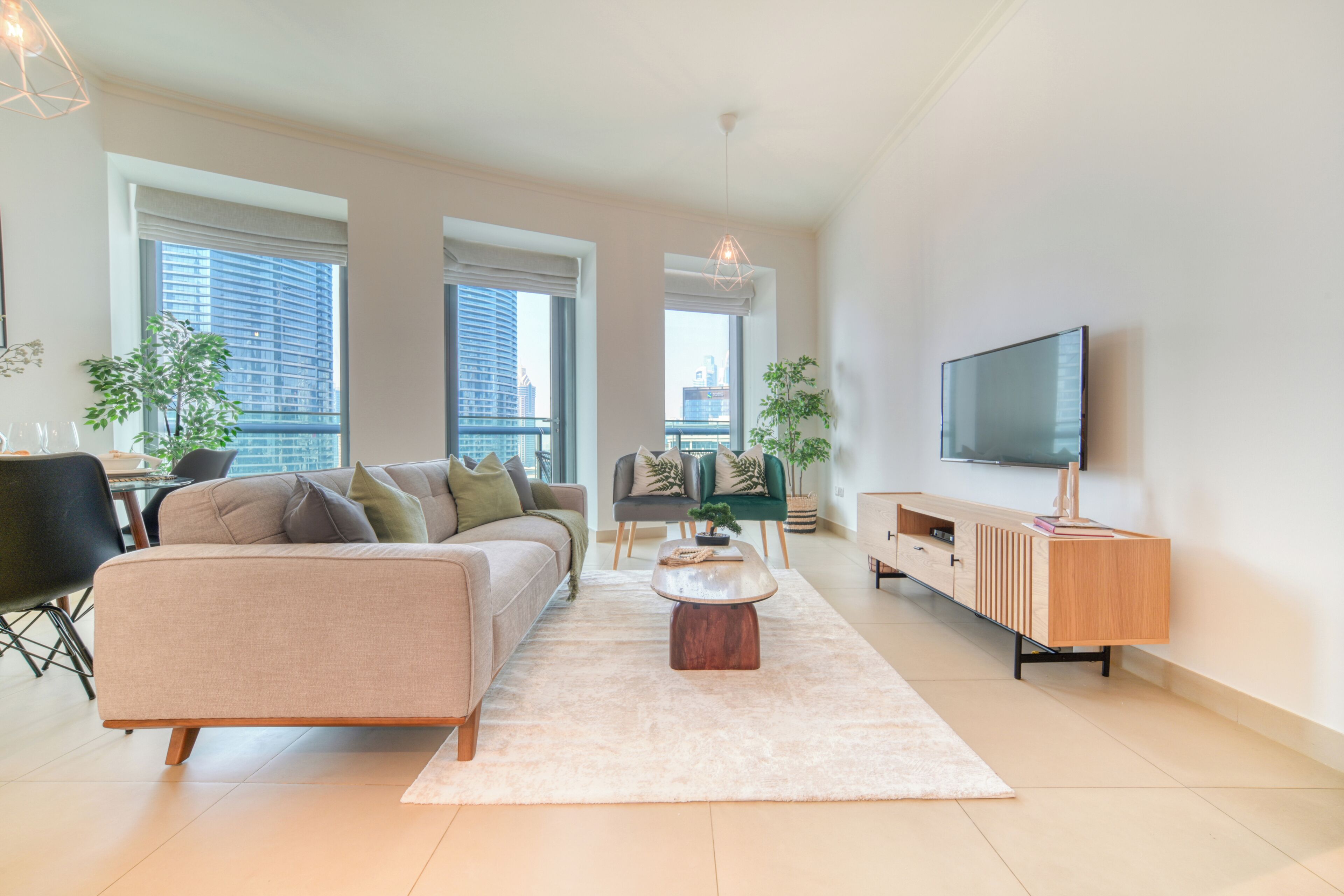 Deluxe appartement, 2 slaapkamers, balkon, uitzicht op de stad | Woonruimte