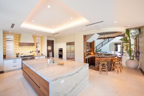 Fridge, microwave, oven, stovetop - Koha Kai: Bali-Inspired Beach Villa w/Infinity Pool, Ocean Balcony + Bespoke Interiors (Cayman Kai)