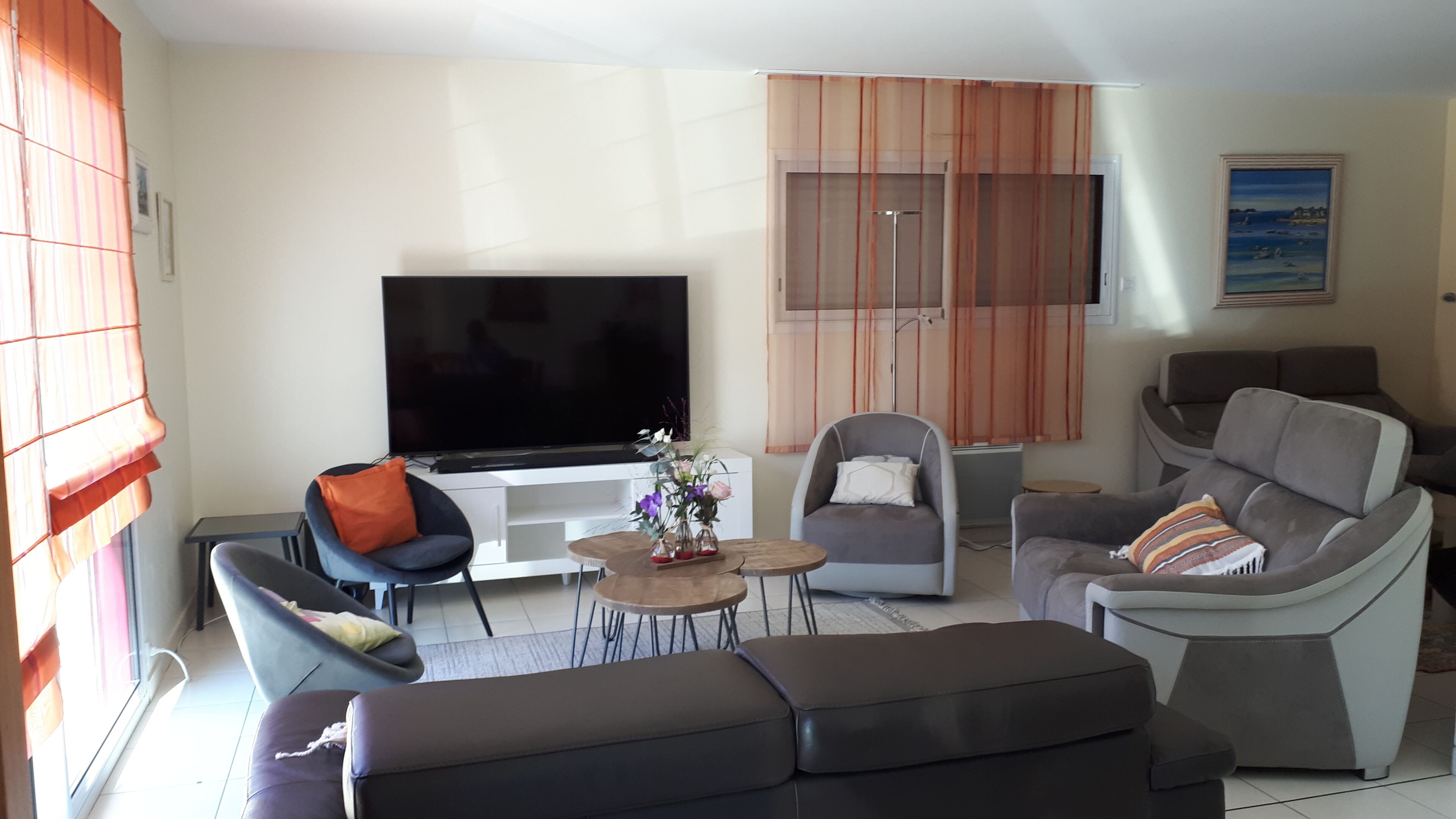 TV connectée, lecteur de DVD, livres, chaîne hi-fi