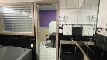 Deluxe Suite | Bathroom | Shower, free toiletries, towels, toilet paper