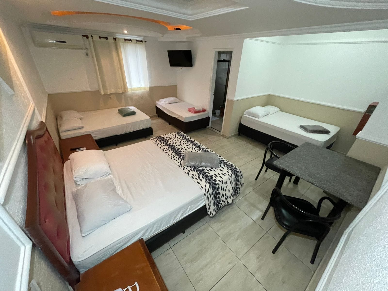 Desk, free WiFi, bed sheets