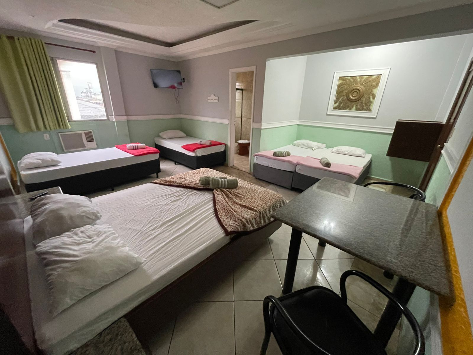 Desk, free WiFi, bed sheets