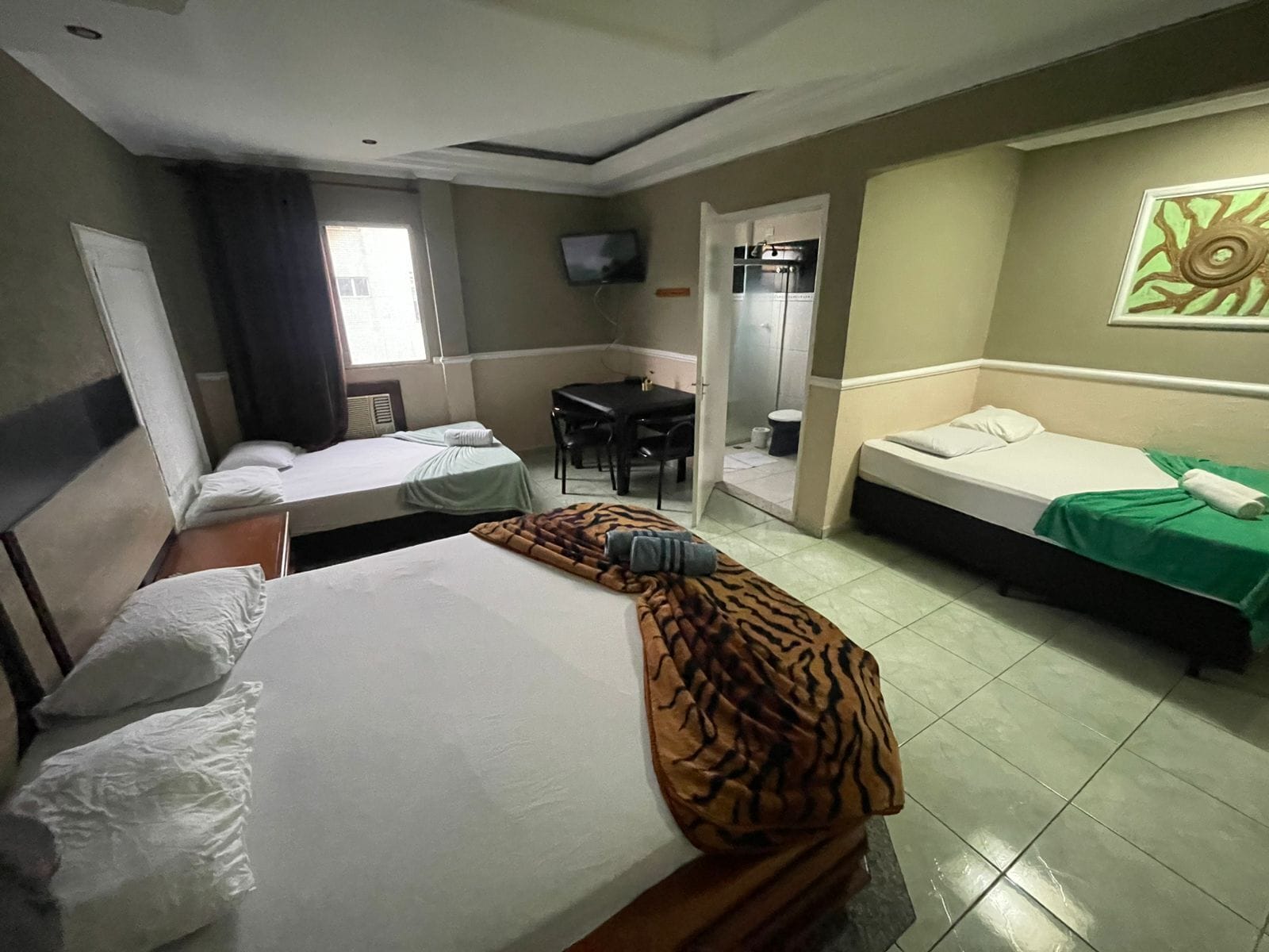 Desk, free WiFi, bed sheets