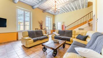 TV, fireplace, video games, DVD player