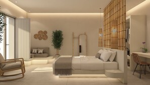 Deluxe Suite, Private Bathroom, Sea View | In-room safe, laptop workspace, blackout drapes, soundproofing - EvMaria Suites (SANTORINI)