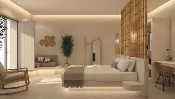 In-room safe, laptop workspace, blackout drapes, soundproofing - EvMaria Suites (Santorini)