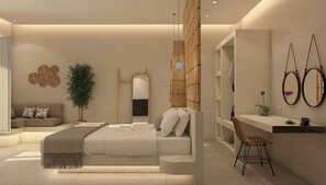 Deluxe Suite, Private Bathroom, Sea View | In-room safe, laptop workspace, blackout drapes, soundproofing - EvMaria Suites (SANTORINI)