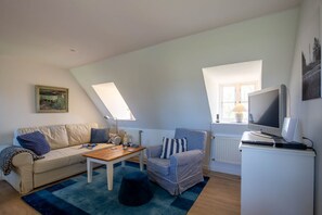 TV, DVD player, stereo - Apartment “Fewo Leuchtturm” with Shared Garden, Terrace, and Wi-Fi (Pellworm)
