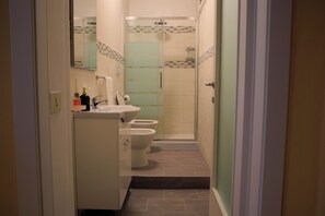 Dusche, Haartrockner, Bidet, Handtücher