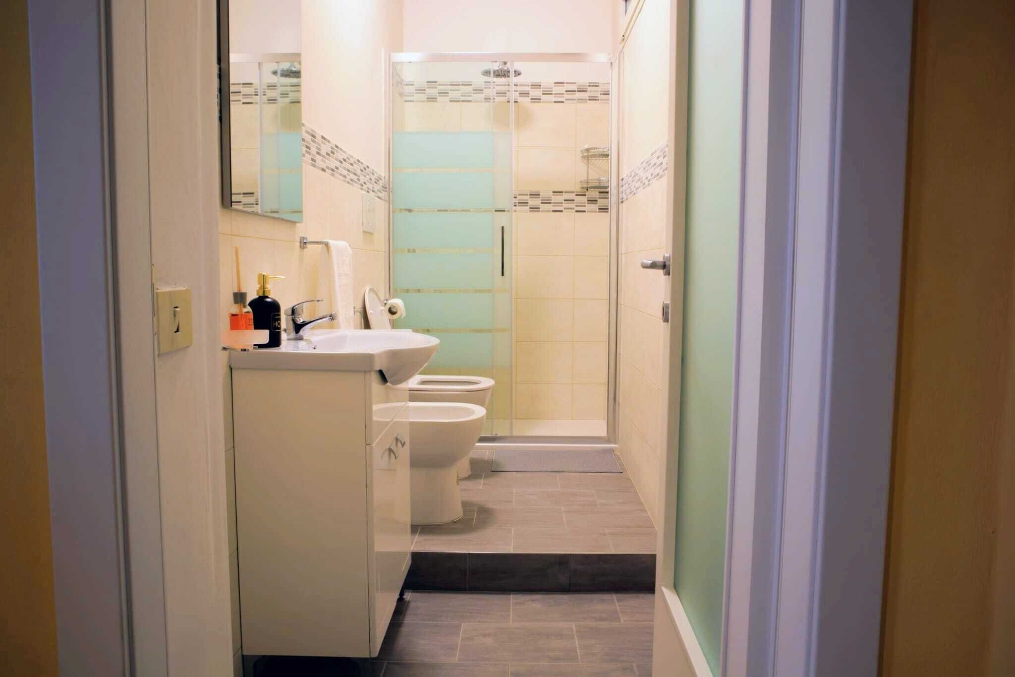 Regadera, secadora de cabello, bidet, toallas 