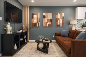 Living area - Moody Japandi Hideaway ~ Stylish 1BR near Downtown (Dallas)
