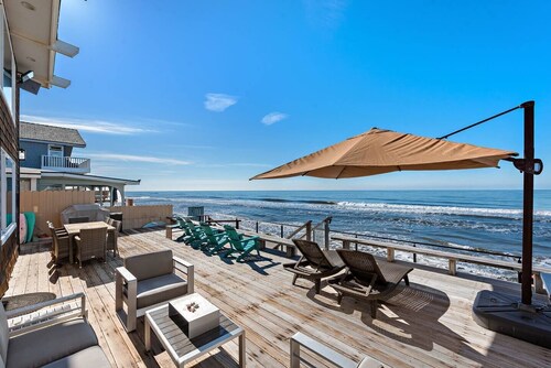 Oceanfront Home with Expansive Deck, Private Steps to the Sand STR24-0038