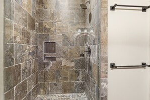Shower, hair dryer, towels, soap - LUX Lodge - Sauna, Chef Kitchen+ Long Range Views! (Banner Elk)
