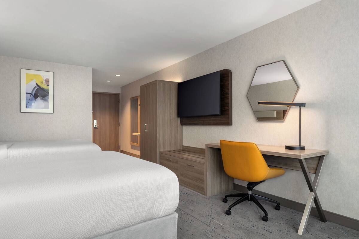 Premium bedding, memory-foam beds, in-room safe, desk