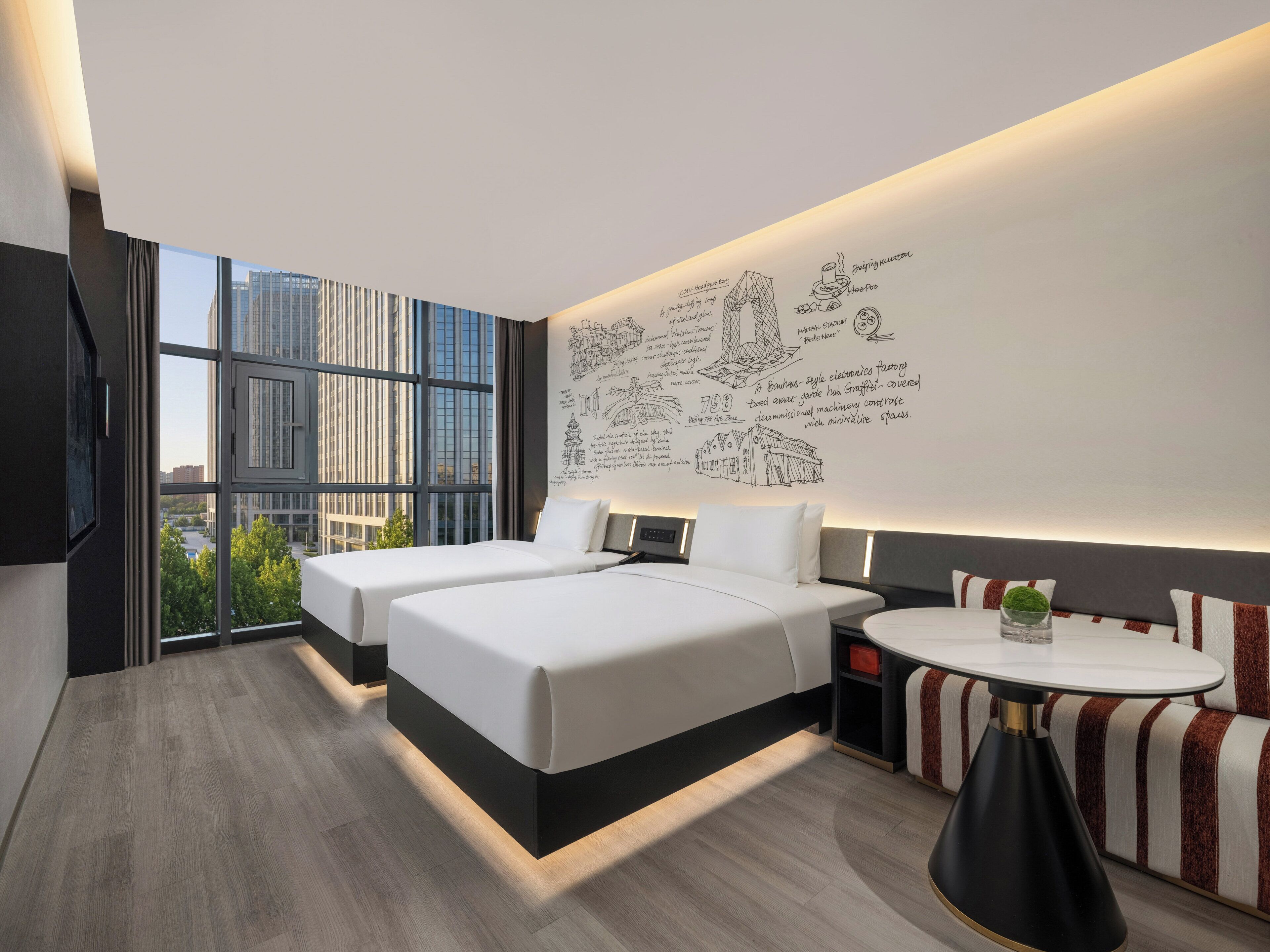 Phòng Tiêu chuẩn, 2 giường đôi | Bộ đồ giường cao cấp, chăn bông, minibar, bàn 