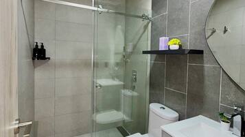 Superior Studio, City View | Bathroom | Shower, hair dryer, towels, soap
