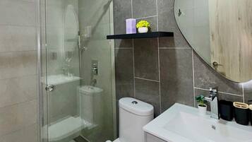 Superior-studio, kaupunkinäköala | Kylpyhuone | Suihku, pyyhkeet, saippua, sampoo