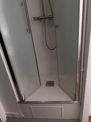 Shower, towels, soap, toilet paper - Studio Apartment - Newly Renovated - Ground Floor (Paris)