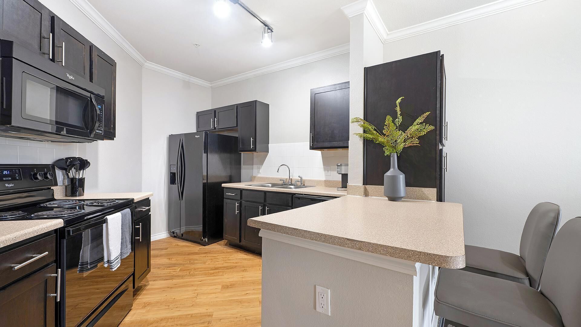 Fridge, dining tables