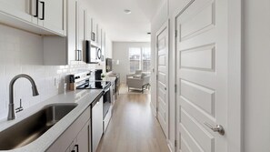 Fridge, dining tables