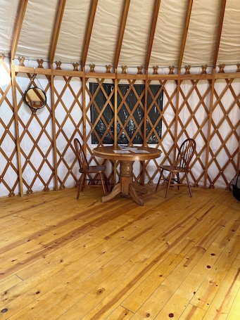 Dining. North Star Yurt at Whiterock Conservancy