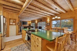 Fridge, microwave, oven, stovetop - Buffalo Bliss - 18 Guests, Magical Riverfront Cabin, Peaceful, & Fire Pit! (Island Park)