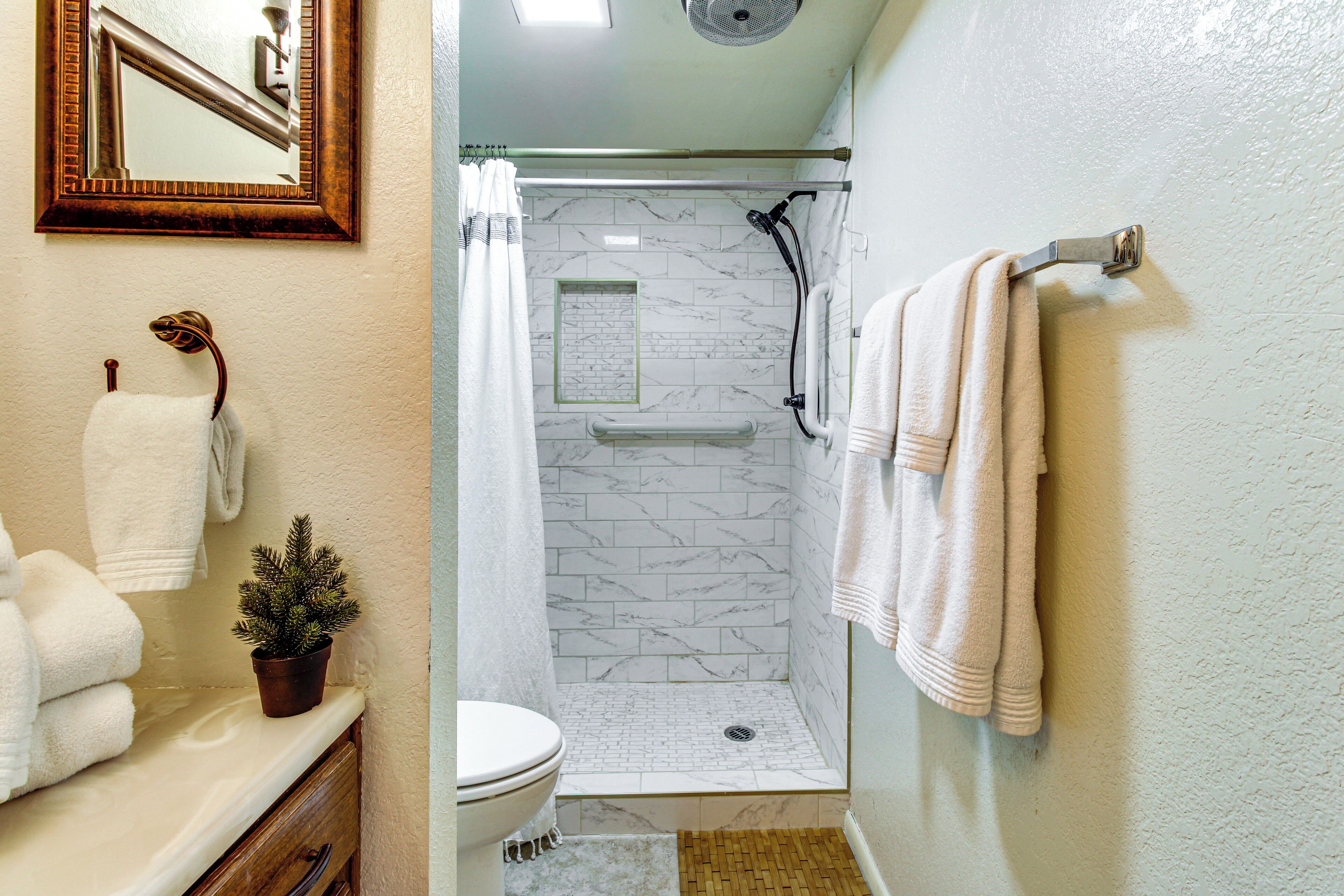 Hair dryer, towels