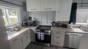 Fridge, microwave, oven, stovetop - Morning Coffee, Evening Stars – Long Lake Cabin (Greater Sudbury)