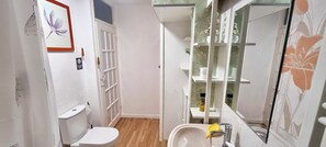 Secador de pelo, toallas, jabón, shampoo