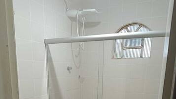 Quadruple Room | Bathroom | Shower, towels, soap, toilet paper