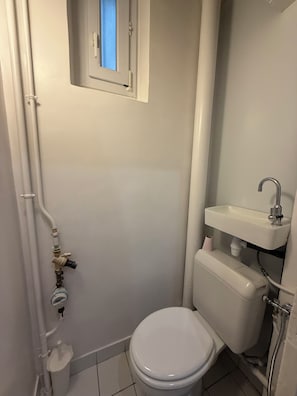 Ducha, secador de pelo, toallas y papel higiénico