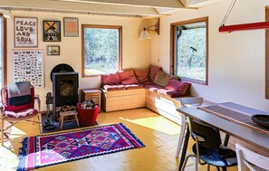 Televisión y chimenea 