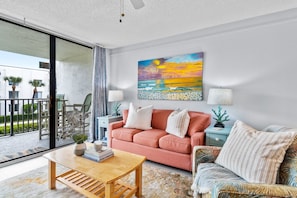 Smart TV - Sunny Cape Canaveral Retreat: Balcony Views, Heated Pool, Spa‑Like Hot Tub & Steps to Beach ☀️ (Cape Canaveral)