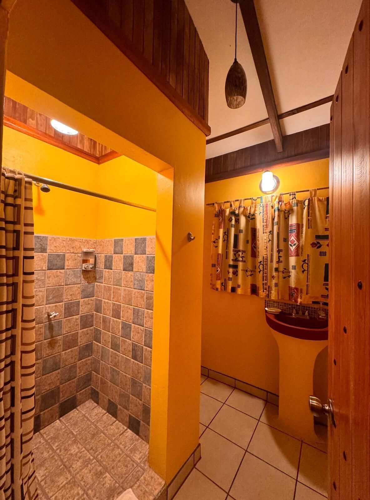 Shower, eco-friendly toiletries, towels, soap
