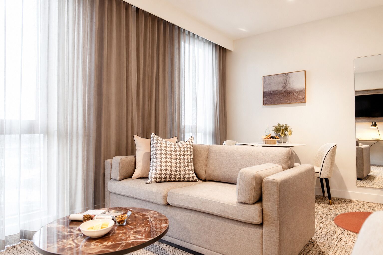 One Bedroom Apartment | Living area | 50-inch Smart TV with digital channels, Netflix, streaming services