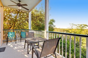 Outdoor dining - River view condo with a pool, washer/dryer, central AC - snowbirds welcome (New Braunfels)