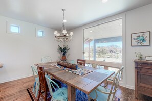 Dining - Riverfront family home with large yard, gas grill & outdoor dining area (Wimberley)