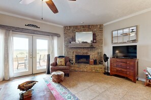 TV, DVD player - Lovely Canyon Lake Getaway | Fireplace, Deck & Balcony | Near Canyon Beach (Canyon Lake)