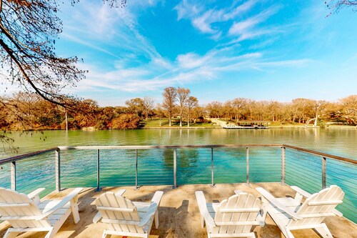 Lakefront home with hot tub, dock, kayaks, central AC, & great lake views
