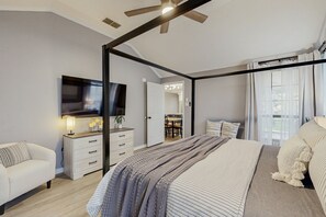 Desk, internet, bed sheets