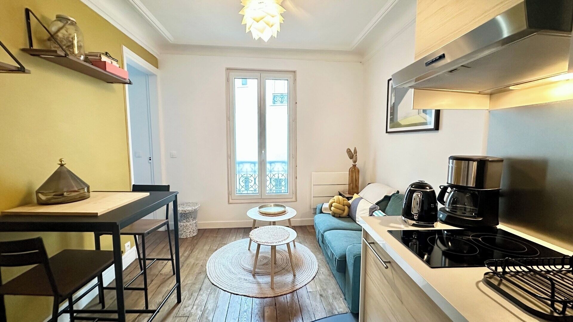 Fridge, microwave, coffee/tea maker, toaster