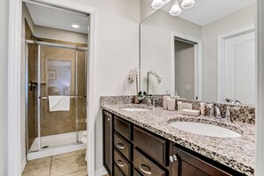Shower, hair dryer, towels - Updated & colorful home w/ a modern kitchen, furnished lanai, & private pool (Kissimmee)