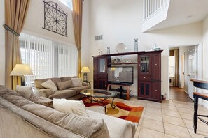TV, DVD player - Spacious 6BR resort home with private pool, game room & near Disney parks (Kissimmee)