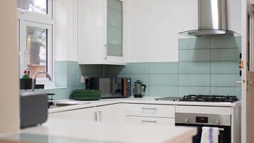Fridge, microwave, dishwasher, electric kettle