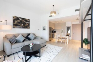 Apartment, Balcony, Park View | Living area - Bloomfields Iconic 1BR Waters Edge (Abu Dhabi)