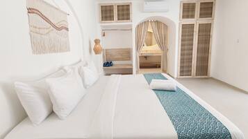 Villa, 2 Bedrooms, Patio, Pool View | Desk, laptop workspace, free WiFi