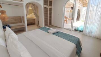 Villa, 2 Bedrooms, Patio, Pool View | Desk, laptop workspace, free WiFi