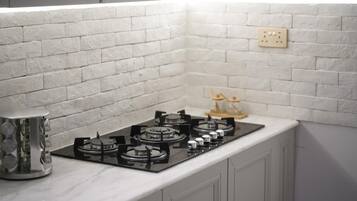 Full-size fridge, microwave